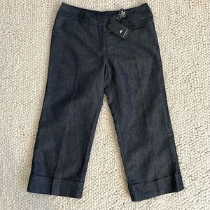 Mario Serrani Linen Blend Capris Women 10 Dark Grey